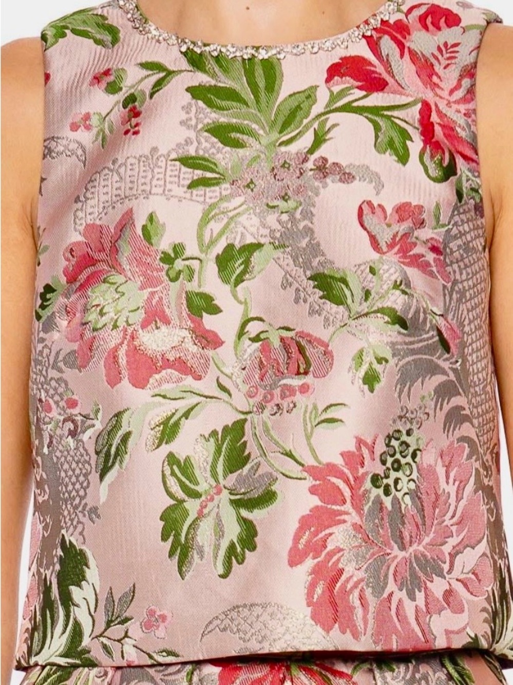 Cara Cara Mackenzie Top Jacquard Pink Flower - Medium NWT